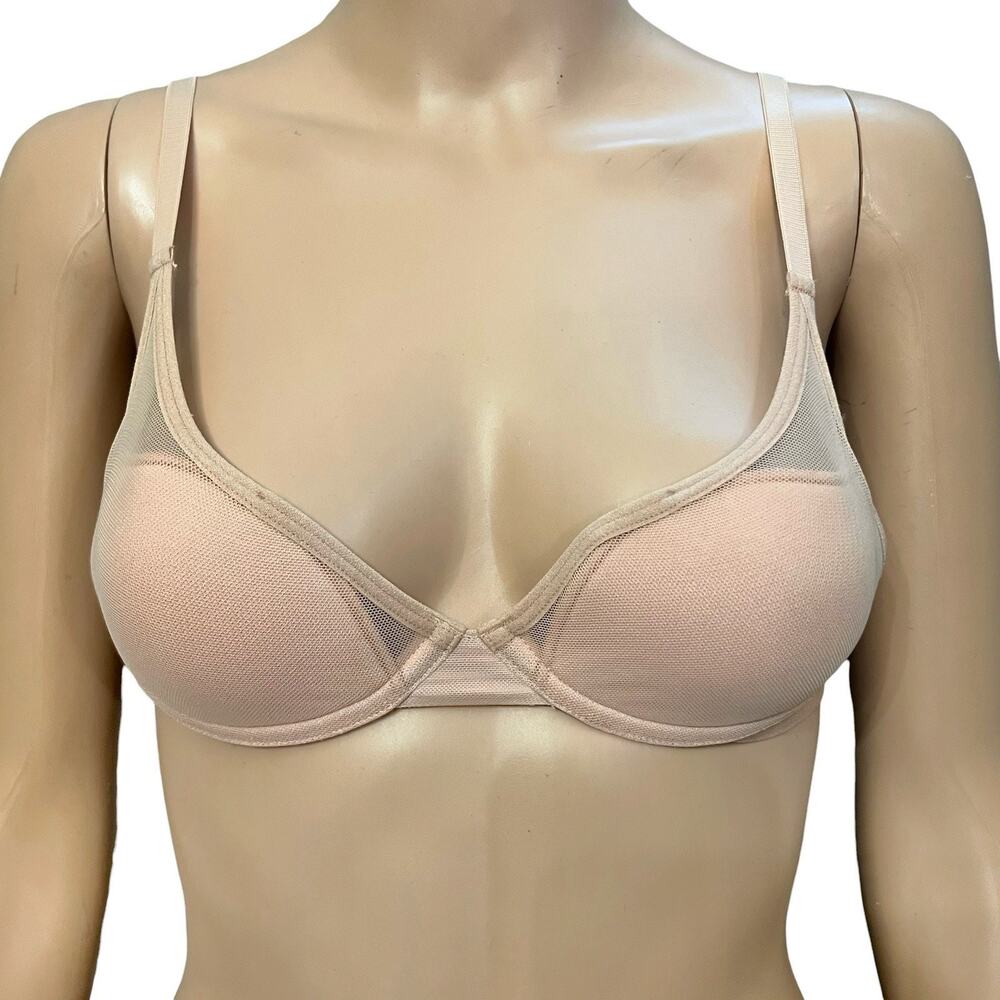 Pepper All You Bra 34AA Pink Mesh Molded Cups Underwired Lightly Lined